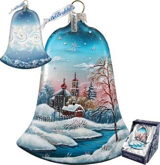 G.DeBrekht Winter Landscape Glass Bell Scenic Glass Ornament