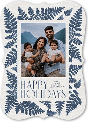 Holiday Cards: Pressed Botanical Holiday Card, Blue, 5X7, Holiday, Matte, Signature Smooth Cardstock, Bracket