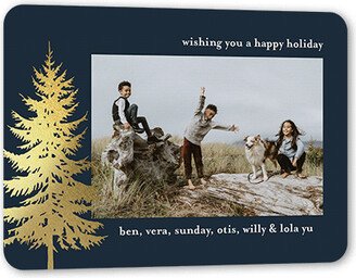 Holiday Cards: Fulgent Fir Holiday Card, Gold Foil, Black, 5X7, Holiday, Matte, Signature Smooth Cardstock, Rounded