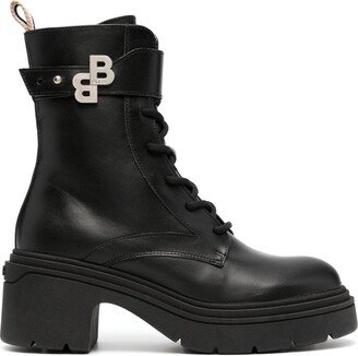 Monogram-Plaque 80mm Leather Combat Boots