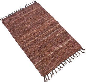 Leather Hearth Rug For Fireplace Fireproof Mat Orange Brown