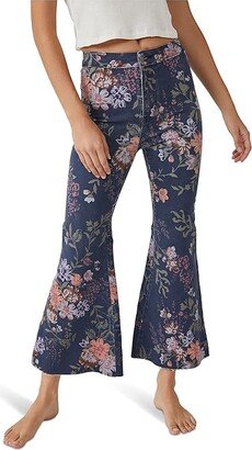 Youthquake Printed Crop Flare Jeans (Navy Combo) Women's Jeans