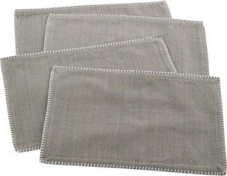 4pk Gray Celena Whip Stitched Design Placemat 13x19 - Saro Lifestyle