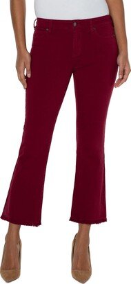 Los Angeles Women's Hannah Crop Flare with Fray Hem in Red Velvet