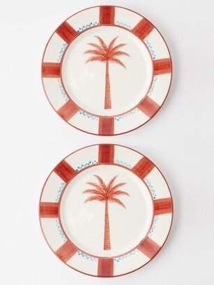 Set Of Two Naturalista Hand-painted Ceramic Plates