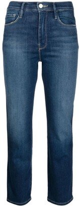 Cropped High-Rise Straight Jeans