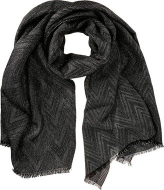 Zigzag Woven Frayed-Edge Scarf