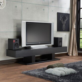 GEROJO Black Contemporary TV Stand in Black Veneer with 3 Drawers and Open Compartment, Perfect for 50 Flat Screen TVs