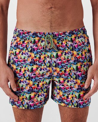 Men's Cocktail-Print Swim Trunks