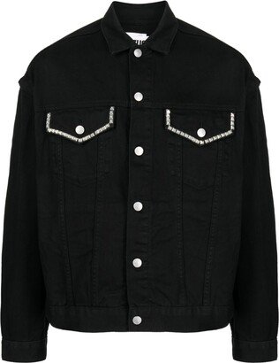 Detachable-Sleeves Studded Denim Jacket