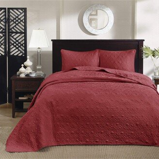 Gracie Mills Quebec 3 Piece Bedspread Set, Red - Queen