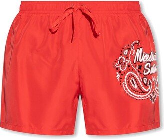 Paisley Logo Printed Drawstring Swim Shorts