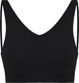 Yes Flâneuse Gisele V-Neck Sports Bra With Double Spaghetti Straps Black Beauty