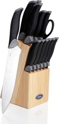 Lingbergh 14 Piece Stainless Steel Cutlery Knife Set with Pine Wood Block