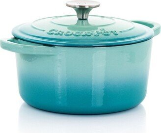 Crock-Pot Artisan 2 Piece 3 Quarts Enameled Cast Iron Dutch Oven in Aqua Blue