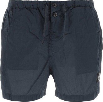 Logo Patch Drawstring Swim Shorts-AL