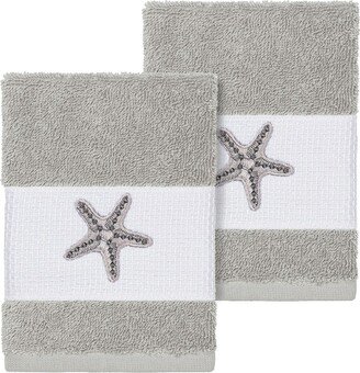 Lydia Embellished Washcloth - Set of 2 - Light Grey