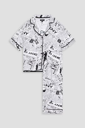 DKNY Sleepwear Cropped printed jersey pajama set