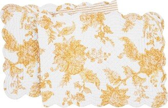 51 x 14 Miriam Ochre Quilted Reversible Yellow Damask Table Runner