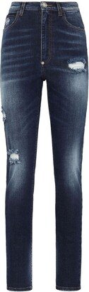 Distressed-Effect High-Waisted Jeggins
