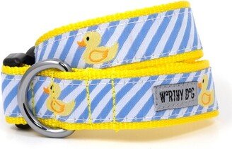 The Worthy Dog Stripe Rubber Duck Dog Collar - Light Blue - S