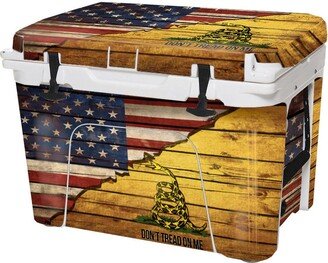 Custom Cooler Vinyl Wrap Skin Decal Fits Yeti Roadie 24 | Cooler Not Included Personalized Gift - Full Gadsden Split Don't Tread On Me