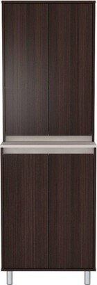 4 Door Breakroom Cabinet Espresso/Amber Gray