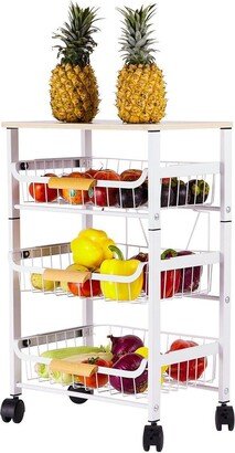 BESTCOSTY Rolling Spice Rack, Metal Kitchen Storage Cart W/ Pull-out Basket