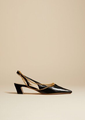 The Marfa Slingback Sandal in Black Crinkled Leather