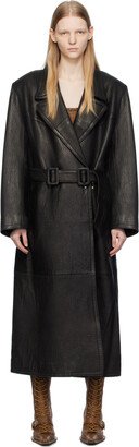 KNWLS SSENSE Exclusive Black Ballis Leather Coat