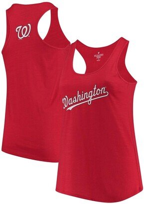 Women's Soft As A Grape Red Washington Nationals Plus Size Swing for the Fences Racerback Tank Top