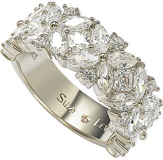 Suzy Levian CZ Jewelry Suzy Levian Silver Cz Floral Eternity Ring