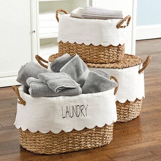 Set of 3 Bunny Williams Nesting Baskets with Scalloped Liner