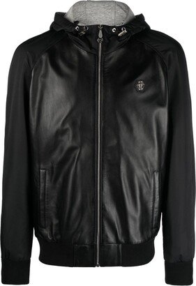 K-way leather hooded jacket