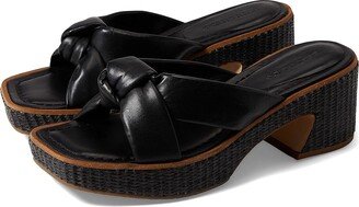 Jolie Raffia (Black Glove Leather) Women's Wedge Shoes