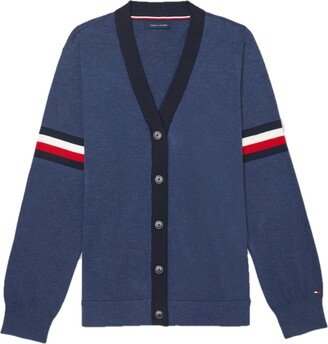 Men's Adaptive Logo Stripe Cardigan with Magnetic Closure