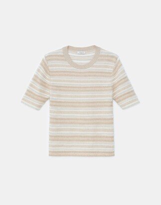 Cashmere Finespun Voile Stripe Jacquard Fringed Sweater