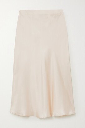 Aksou Silk-satin Midi Skirt - Cream