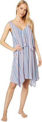 Handkerchief Hem Tank Chemise (Stripe) Women's Pajama