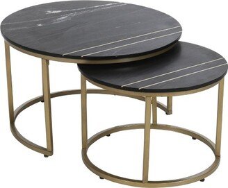 Treasure Trove Accents Set of 2 Fredrick Contemporary Nesting Tables Black/Gold - Treasure Trove