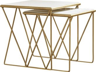 Coaster Furniture 2-Piece Set White and Gold Nesting Tables 930075