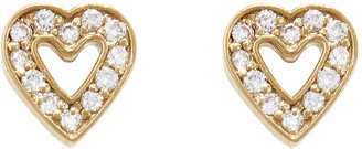 Diamond Mini Open Heart Stud Yellow Gold Earrings