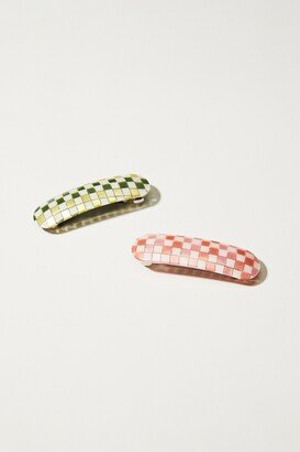 Checkered Barrette Set