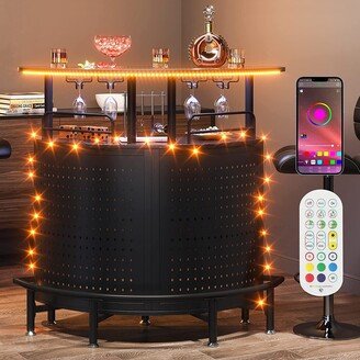 Farfarview Smart Bar Unit with Led Lights with Metal Mesh & Footrest