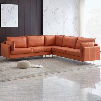 GEROJO L-Shaped Technical Leather Sectional Sofas Modern Luxurious High-Grade Upholstered Corner Sofa with Golden Metal Legs