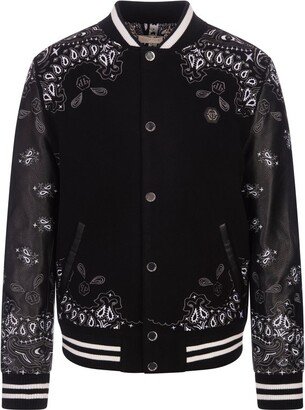 Paisley Printed Buttoned Bomber Jacket