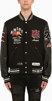 Vintage Varsity black bomber jacket