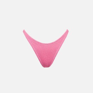 Woman Pink Crinkle Cheeky Swim Briefs