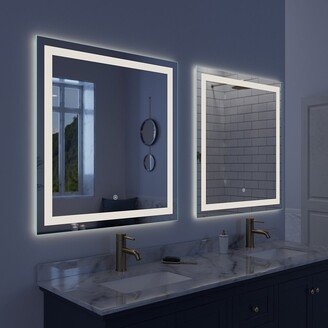 Arpella Lumina 34x36 in LED Lighted Vanity Mirror with Built-In Dimmer and Defogger.