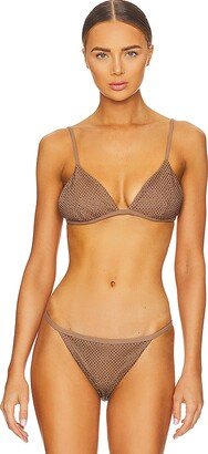 SIMKHAI Joelle Crystal Mesh Swimwear Triangle Bikini Top